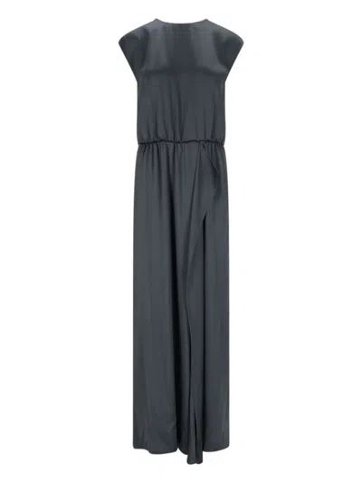 Giorgio Armani Silk Double Satin Long Dress In Green