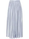 Giorgio Armani Silk Maxi Skirt With Gathered Waistband In Blue