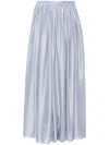 Giorgio Armani Silk Maxi Skirt With Gathered Waistband In Blue