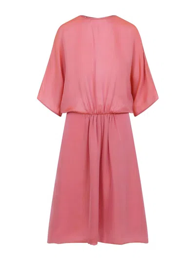 Giorgio Armani Silk Midi Dress In Beige