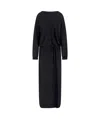 Giorgio Armani Triple Silk Georgette Long Sleeve Gown In Black