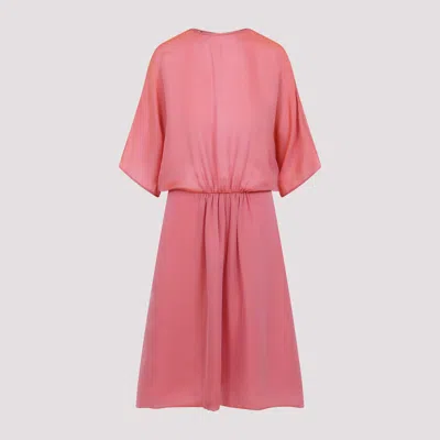 Giorgio Armani Silk Midi Dress In Beige