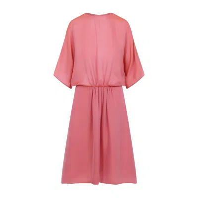 Giorgio Armani Draped Silk Midi Dress In Pink