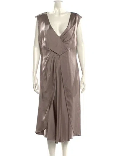Pre-owned Giorgio Armani Silk Midi Length Dress In Neutral