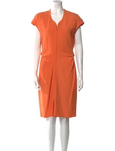Pre-owned Giorgio Armani Silk Midi Length Dress In Orange