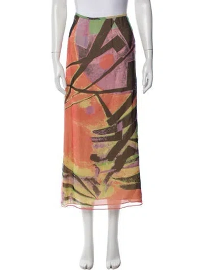 Pre-owned Giorgio Armani Silk Midi Length Skirt In Multi