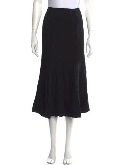Pre-owned Giorgio Armani Silk Midi Length Skirt W/ Tags In Black