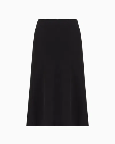 Giorgio Armani Silk Midi Skirt In Black