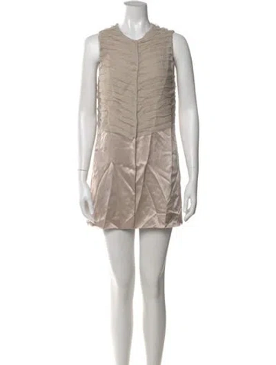 Pre-owned Giorgio Armani Silk Mini Dress In Neutral