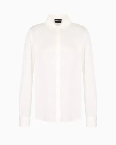 Giorgio Armani Official Store Silk Muslin Shirt In White
