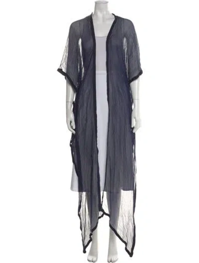 Pre-owned Giorgio Armani Silk Open Front Sweater In Blue
