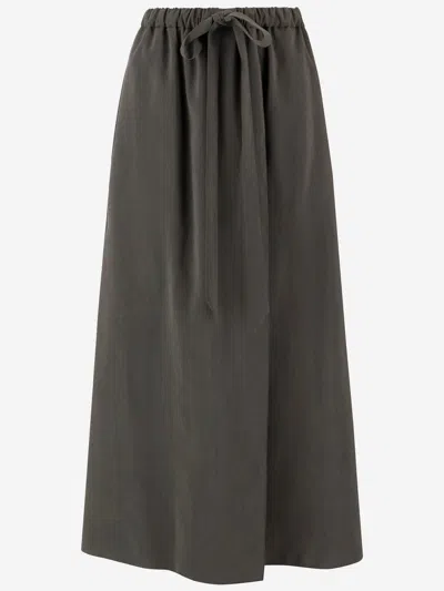 Giorgio Armani Silk Organza Long Skirt In Green