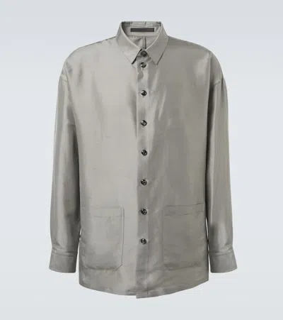 Giorgio Armani Silk Overshirt In Mulled Basil