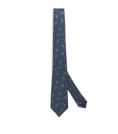 Giorgio Armani Silk Paisley Jacquard Tie In Blue