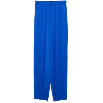 Giorgio Armani Silk Trousers In Blue
