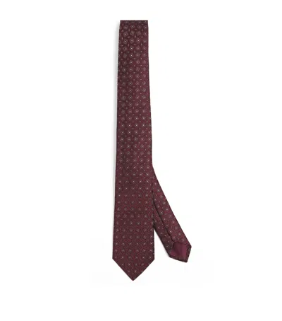Giorgio Armani Silk Patterned Tie In Brown