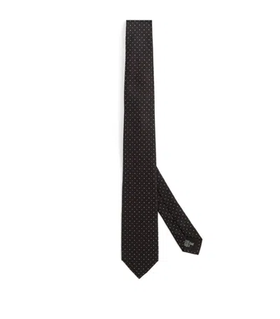 Giorgio Armani Silk Polka Dot Jacquard Tie In Black