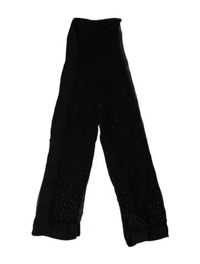 Pre-owned Giorgio Armani Silk Polka Dot Print Scarf In Black