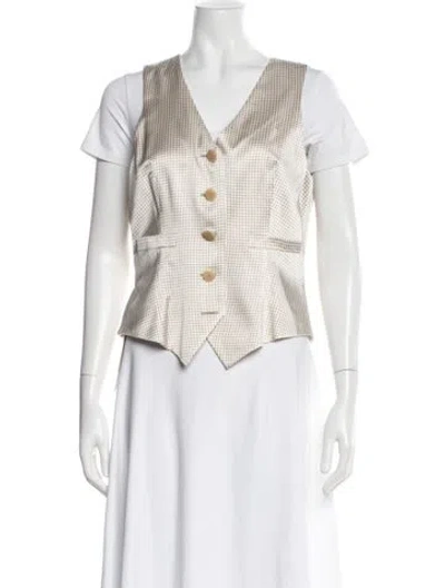 Pre-owned Giorgio Armani Silk Polka Dot Print Vest In Neutral