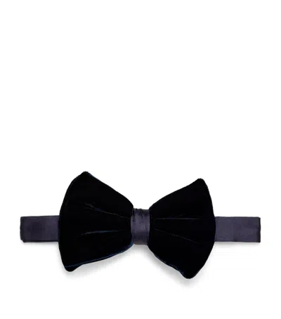 Giorgio Armani Silk Pre-tied Bowtie In Blue