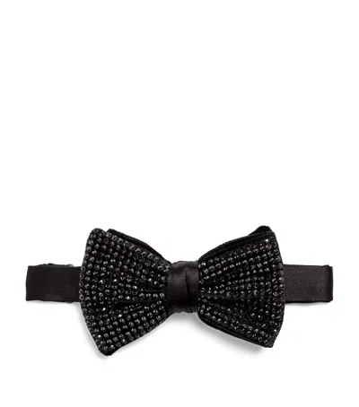 Giorgio Armani Silk Pre-tied Embellished Bowtie In Black
