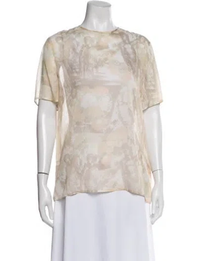 Pre-owned Giorgio Armani Silk Printed Blouse In White