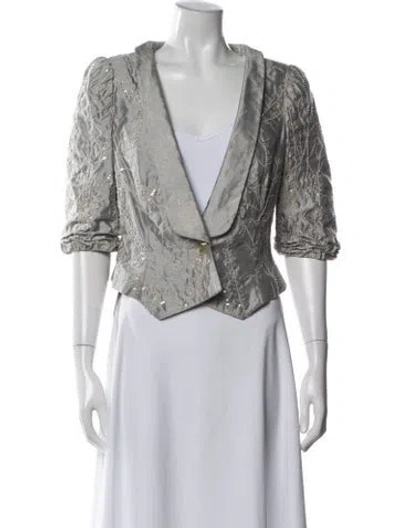 Pre-owned Giorgio Armani Silk Printed Evening Jacket In Gray