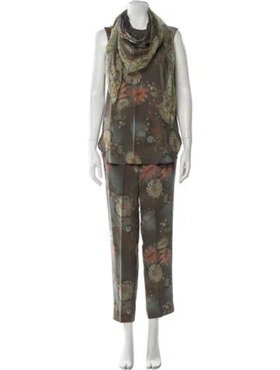 Pre-owned Giorgio Armani Silk Printed Pant Set In Multi