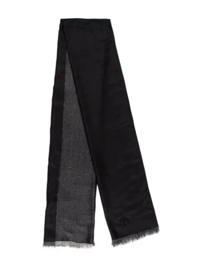 Pre-owned Giorgio Armani Silk Printed Scarf In Black