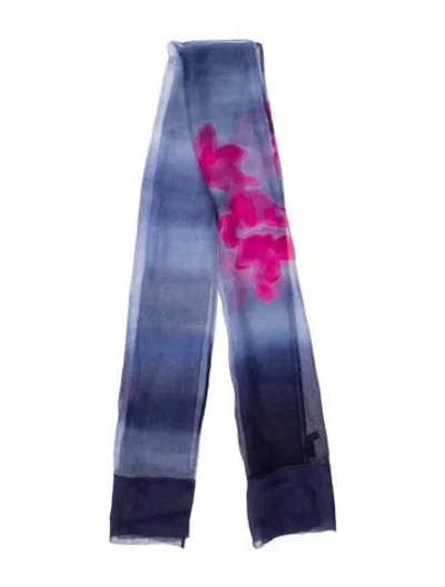 Pre-owned Giorgio Armani Silk Printed Scarf In Blue