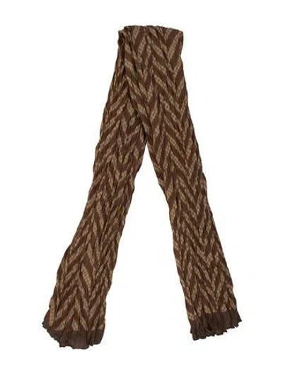 Pre-owned Giorgio Armani Silk Printed Scarf In Brown
