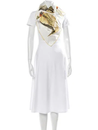 Pre-owned Giorgio Armani Silk Printed Scarf In Neutrals