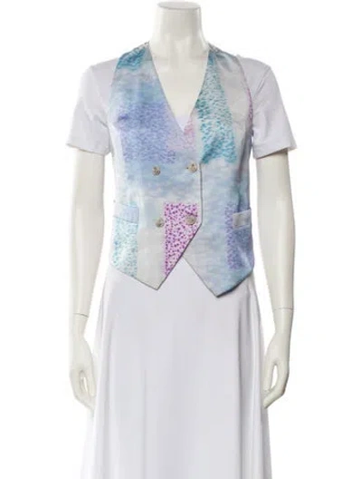 Pre-owned Giorgio Armani Silk Printed Vest In Blue