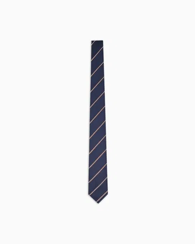 Giorgio Armani Silk Regimental Jacquard Tie In Blue