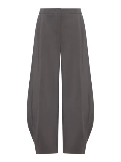 Giorgio Armani Silk Round Hem Trousers In Gray