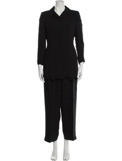 Pre-owned Giorgio Armani Silk Ruffle Embellishment Pant Set In Black
