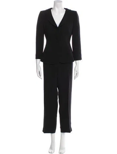Pre-owned Giorgio Armani Silk Ruffle Embellishment Pantsuit In Black