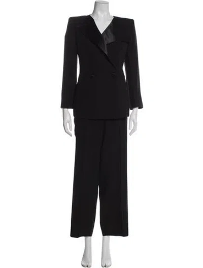 Pre-owned Giorgio Armani Silk Ruffle Embellishment Pantsuit In Black