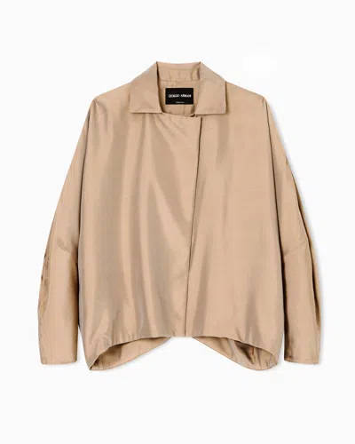 Giorgio Armani Silk Satin Blouson In Sand