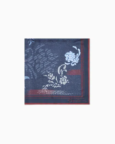 Giorgio Armani Silk Scarf In Blue