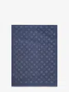 Giorgio Armani Men Silk Scarf With All-over Monogram Print In Blue