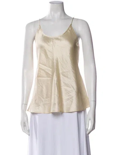 Pre-owned Giorgio Armani Silk Scoop Neck Top In Neutral