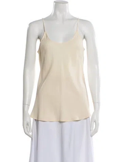 Pre-owned Giorgio Armani Silk Scoop Neck Top In Neutral