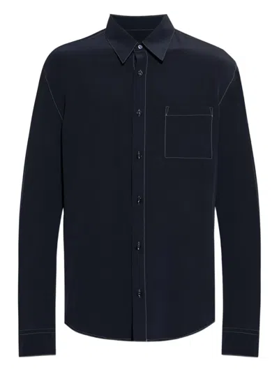 Giorgio Armani Silk Shirt In Blue