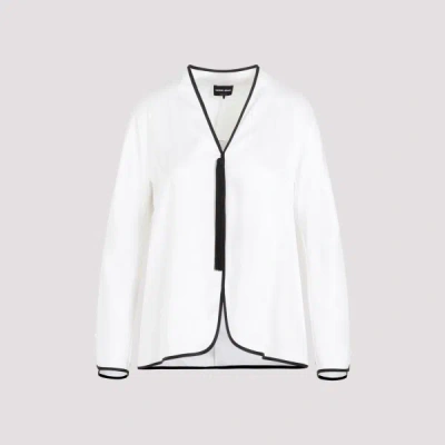 Giorgio Armani Silk Shirt 42 In White