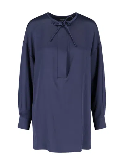 Giorgio Armani Silk Shirt In Blue