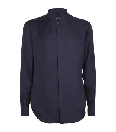 Giorgio Armani Shirt In Blue Silk