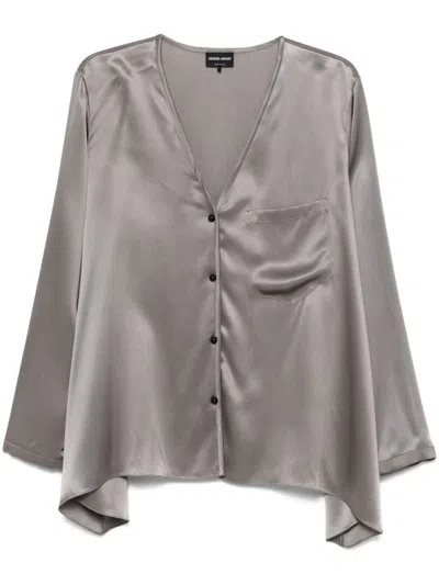 Giorgio Armani Silk Shirt In Grey