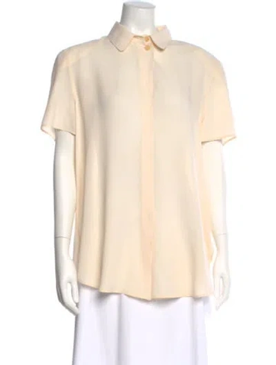 Pre-owned Giorgio Armani Silk Short Sleeve Blouse In Neutral