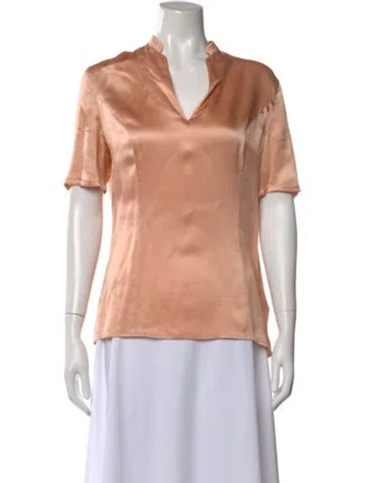 Pre-owned Giorgio Armani Silk Short Sleeve Top In Neutral
